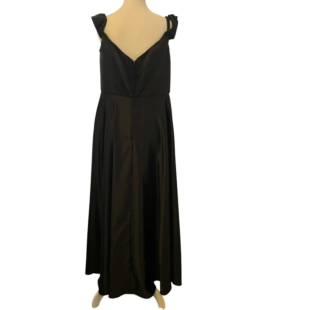 DB Studio Satin Off Shoulder Formal Gown Dress 14 Bridesmaid Maxi F20134 Black - Picture 7 of 16